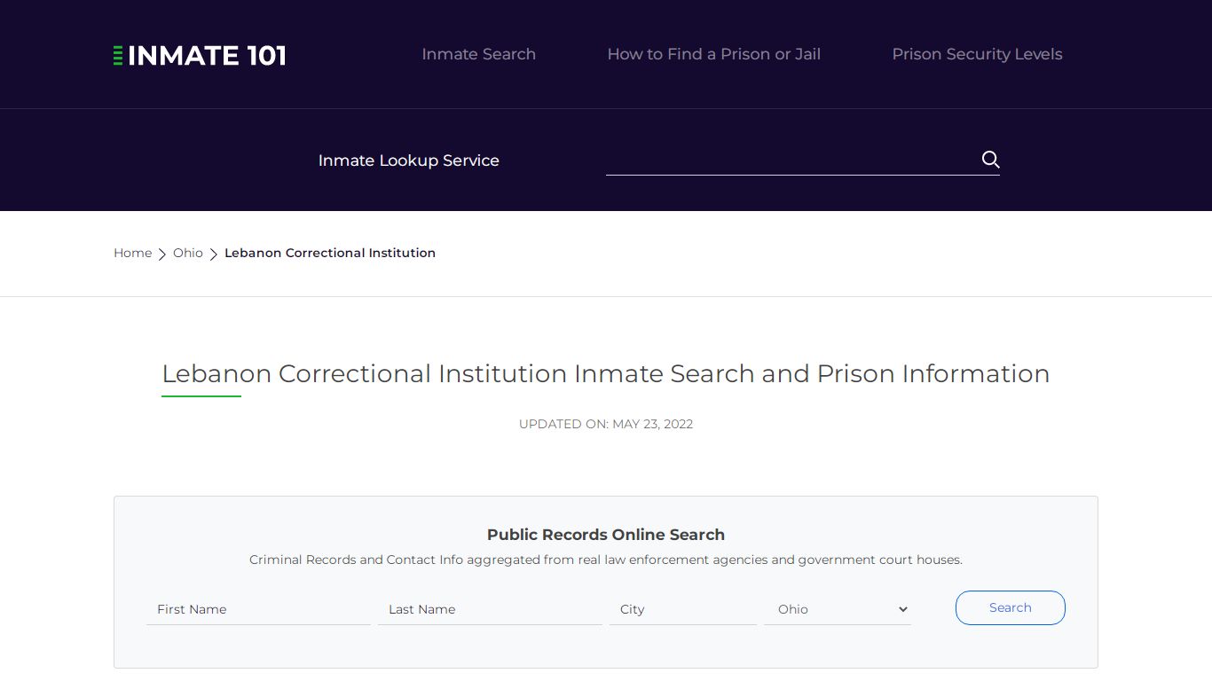 Lebanon Correctional Institution Inmate Search, Visitation ...
