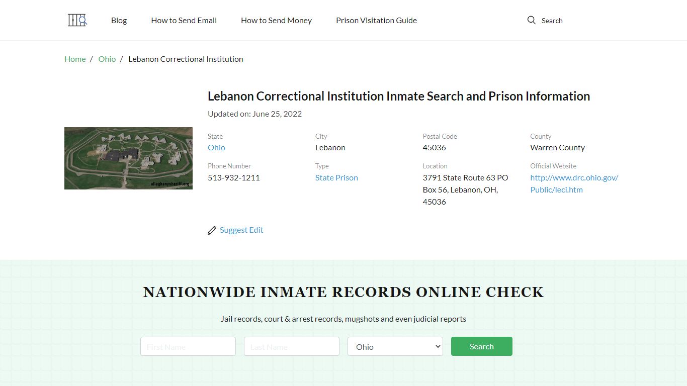 Lebanon Correctional Institution Inmate Search, Visitation ...